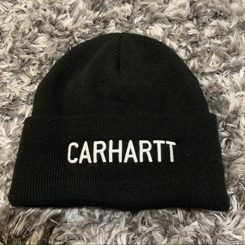 Black Fleece-Knit Carhartt Beanie